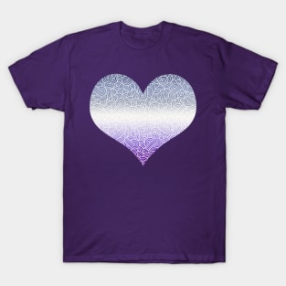 Ombré butch lesbian colours and white swirls doodles heart T-Shirt